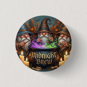 Halloween Wizard Gnomes Midnight Brew Cauldron 3 Cm Round Badge