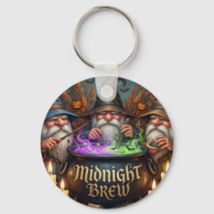 Halloween Wizard Gnomes Midnight Brew Cauldron Key Ring