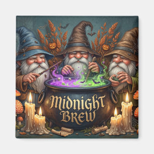 Halloween Wizard Gnomes Midnight Brew Cauldron Magnet