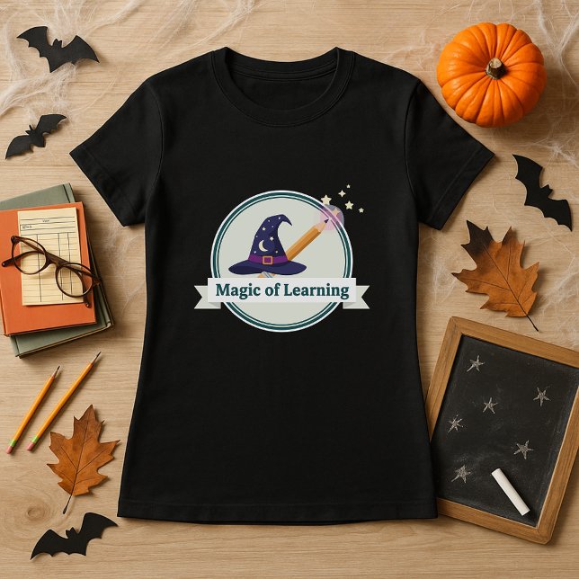 Halloween Wizard Hat & Wand Magic Teacher  T-Shirt (Creator Uploaded)