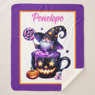 Halloween Wizard In Pumpkin Mug Lollipop Magic Sherpa Blanket