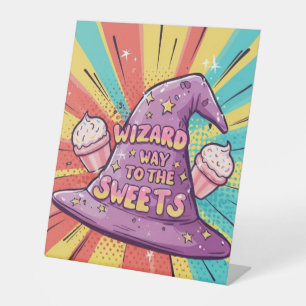 Halloween - Wizard Way to the Sweets Pedestal Sign