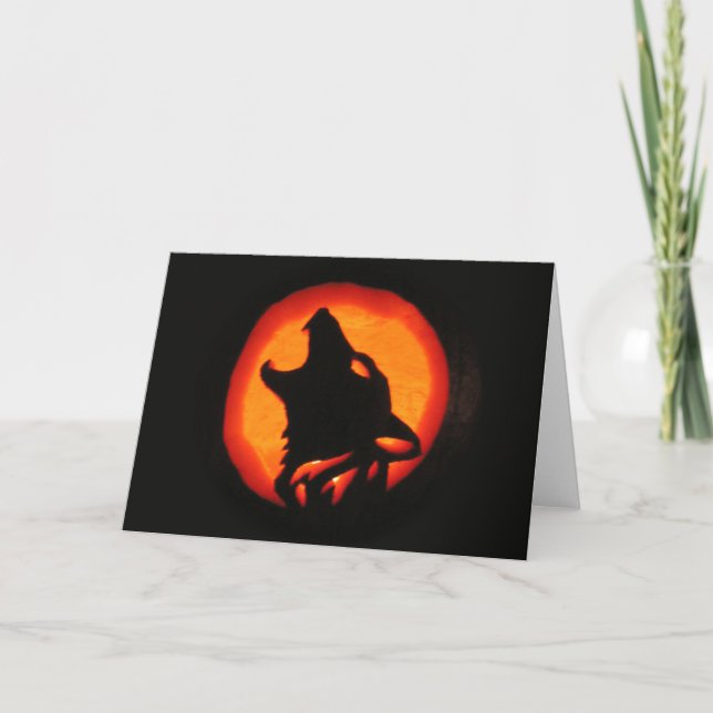 Halloween Wolf Howling Card (Front)