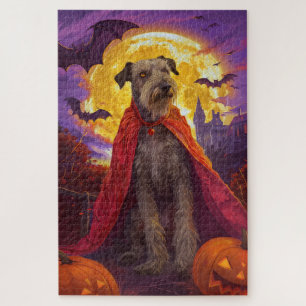 Halloween Wolfhound Vampire Pumpkins Scary Jigsaw Puzzle