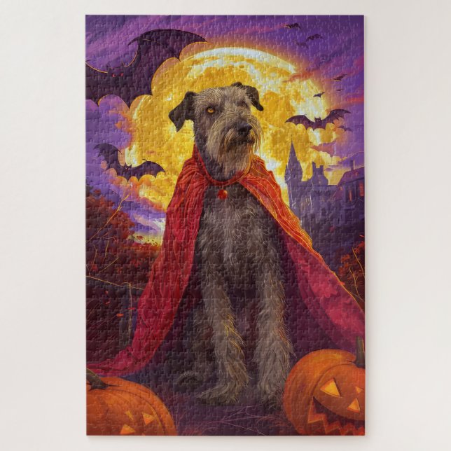 Halloween Wolfhound Vampire Pumpkins Scary Jigsaw Puzzle (Vertical)