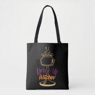 Halloween Women Drink Up Witches, pattern pumpkin Tote Bag