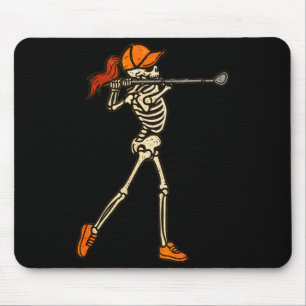 Halloween Women Golf Skeleton Funny Golf Halloween Mouse Pad