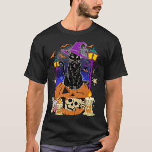 Halloween  Women Men Kids Halloween Black Cat Pump T-Shirt