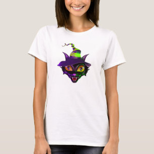 Halloween Women's Basic T-Shirt/Spooky Cat T-Shirt