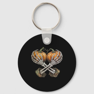 Halloween Women's S Breast Skeleton Hand Pumpkin  Key Ring