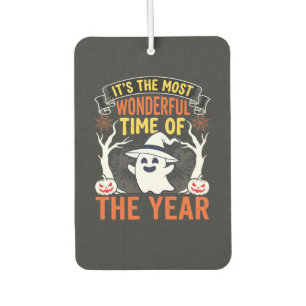 Halloween Wonderful Time Ghost and Pumpkin Vintage Car Air Freshener