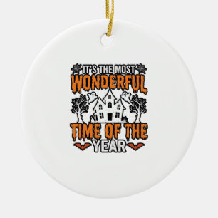 Halloween Wonderful Time Of Year Vintage Shirt Des Ceramic Ornament
