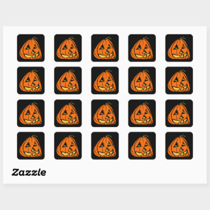 Halloween Wonky Pumpkin Square Sticker