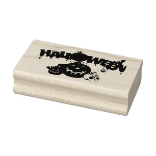 Halloween Wood Art Stamps/Pumpkins Rubber Stamp