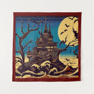 Halloween - Woodcut Style 4 Tapestry