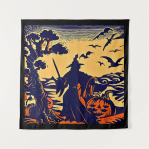 Halloween - Woodcut Style 5 Tapestry