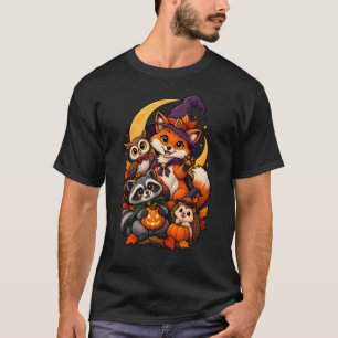 Halloween Woodland Fox Racoon Owl T-Shirt