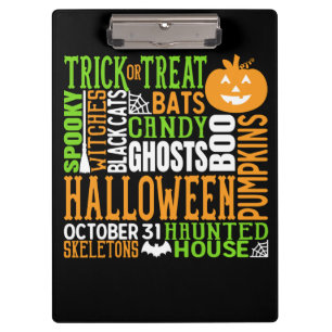 Halloween Word Jumble Colourful Cute Spider Pumpki Clipboard