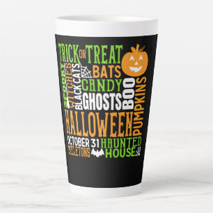 Halloween Word Jumble Colourful Cute Spider Pumpki Latte Mug