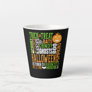 Halloween Word Jumble Colourful Cute Spider Pumpki Latte Mug