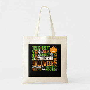 Halloween Word Jumble Colourful Cute Spider Pumpki Tote Bag