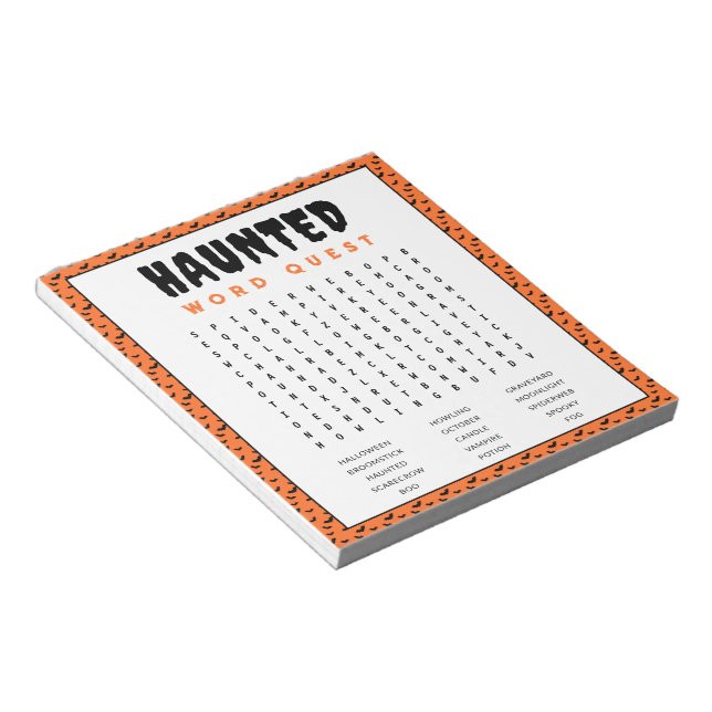 Halloween Word Search Game | Haunted Word Games Notepad (Angled)