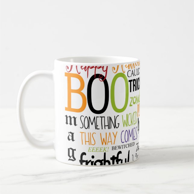 Halloween Words Typography Fun Holiday Coffee Mug (Left)