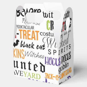 Halloween Words Typography Fun Party Favour Boxes