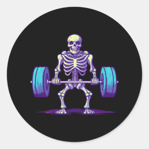 Halloween Workout Costume Funny Deadlift Skeleton Classic Round Sticker