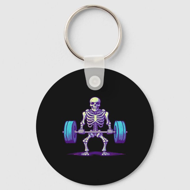 Halloween Workout Costume Funny Deadlift Skeleton  Key Ring (Front)