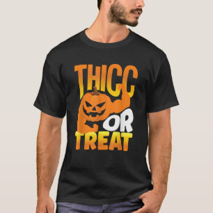 Halloween Workout Pumpkin Weightlifting Thicc Or T T-Shirt