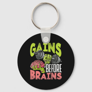 Halloween Workout Zombie Weightlifting Gains Befor Key Ring