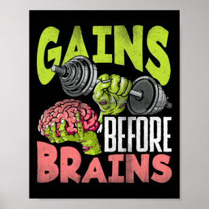 Halloween Workout Zombie Weightlifting Gains Befor Poster