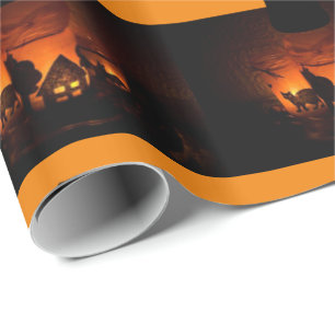 Halloween  Wrapping Paper, Black Cat Wrapping Paper