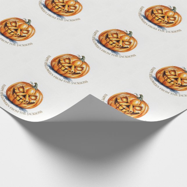 Halloween Wrapping Paper – Carved Pumpkin, Custom  (Corner)