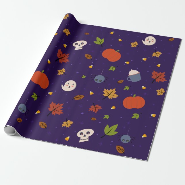 Halloween Wrapping Paper Cute Little Spooks (Unrolled)
