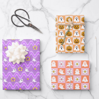Halloween Wrapping Paper Sheets Set of 3