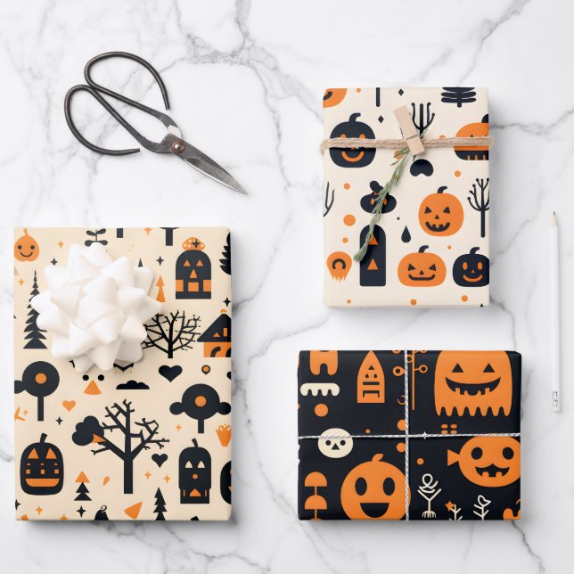 Halloween Wrapping Paper Sheets Set of 3 (Front)
