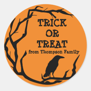 Halloween Wreath Crow Trick or Treat Classic Round Sticker