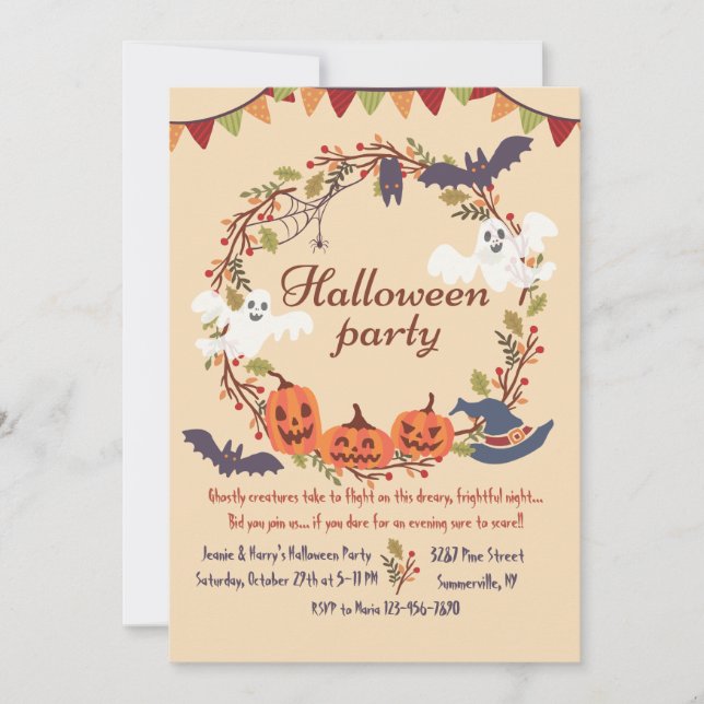 Halloween Wreath Invitation (Front)