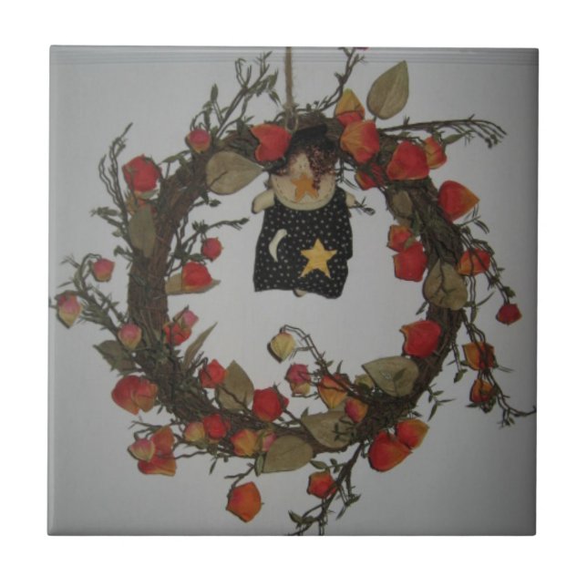 Halloween Wreathe Ceramic Tile (Front)