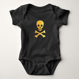 Halloween yellow black skull spooky scary costume  baby bodysuit