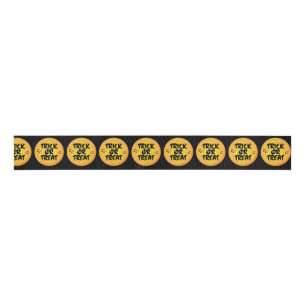 Halloween Yellow Black Trick or Treat Ribbon Grosgrain Ribbon