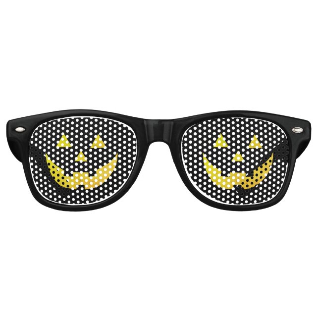 Halloween yellow Jack o lantern pumpkin face funny Retro Sunglasses (Front)
