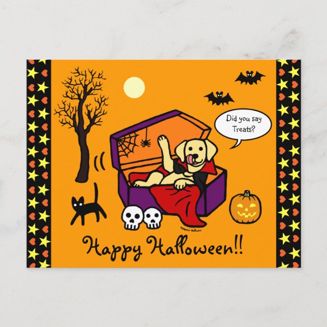 Halloween Yellow Lab Vampire Postcard (Front)