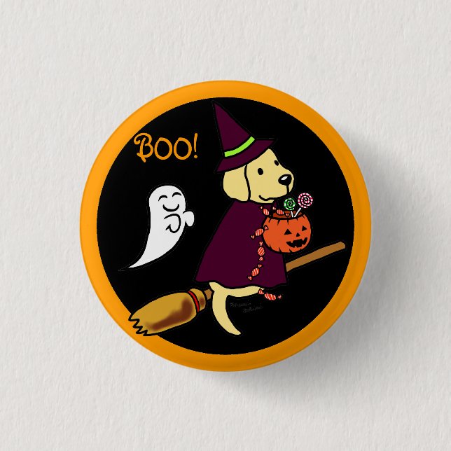 Halloween Yellow Labrador Cartoon 1 3 Cm Round Badge (Front)