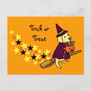Halloween Yellow Labrador Cartoon 1 Postcard