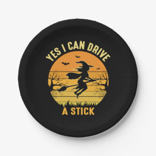 Halloween Yes I Can Drive A Stick Birthday Paper Plate