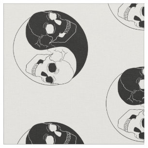 halloween yin yang skull creepy gothic fabric