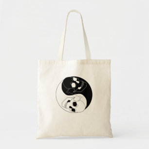 halloween yin yang skull creepy gothic tote bag